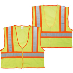 ‎Class 2 Mesh Vest; Contrasting Color Strip, Zipper Closure, Inside Pocket - 2XL - A1 Tooling