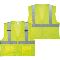 Class 2 Mesh Vest; Contrasting Color Strip, Zipper Closure, Outside Pocket - M - A1 Tooling