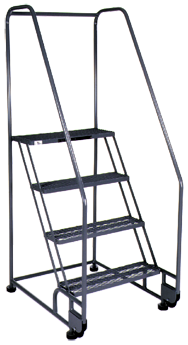 Model 4TR26; 4 Steps; 28 x 37'' Base Size - Tilt-N-Roll Ladder - A1 Tooling