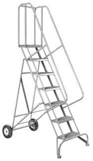 Model 6500; 6 Steps; 30 x 53'' Base Size - Roll-N-Fold Ladder - A1 Tooling