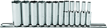 Proto® 1/4" Drive 12 Piece Metric Deep Socket Set - 6 Point - A1 Tooling