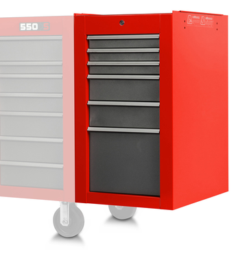 Proto® 550S Side Cabinet - 6 Drawer, Safety Red and Gray - A1 Tooling