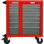 Proto® 550S 34" Roller Cabinet with Removable Lock Bar- 8 Drawer- Safety Red & Gray - A1 Tooling