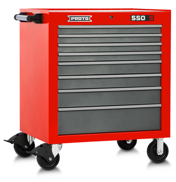 Proto® 550S 34" Roller Cabinet - 8 Drawer, Safety Red and Gray - A1 Tooling