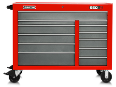 Proto® 550S 50" Workstation - 12 Drawer, Safety Red and Gray - A1 Tooling