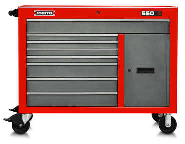 Proto® 550S 50" Workstation - 8 Drawer & 1 Shelf, Safety Red and Gray - A1 Tooling