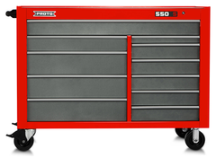 Proto® 550S 57" Workstation - 11 Drawer, Safety Red and Gray - A1 Tooling