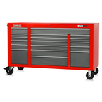 Proto® 550E 67" Power Workstation - 18 Drawer, Safety Red and Gray - A1 Tooling