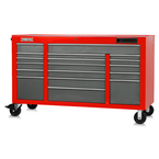 Proto® 550E 67" Front Facing Power Workstation w/ USB - 18 Drawer, Safety Red and Gray - A1 Tooling