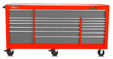 Proto® 550S 88" Workstation - 18 Drawer, Safety Red and Gray - A1 Tooling