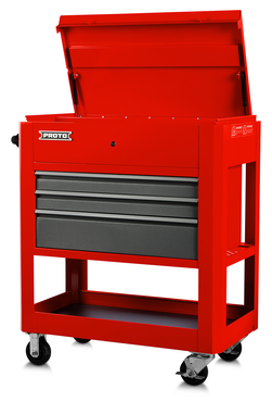 Proto® Heavy Duty Utility Cart- 3 Drawer Safety Red and Grey - A1 Tooling