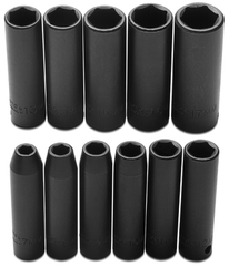 Proto® 3/8" Drive 11 Piece Metric Deep Impact Socket Set - 6 Point - A1 Tooling