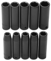 Proto® 1/2" Drive 10 Piece Metric Deep Impact Socket Set - 6 Point - A1 Tooling