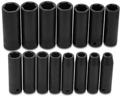 Proto® 1/2" Drive 15 Piece Metric Deep Impact Socket Set - 6 Point - A1 Tooling