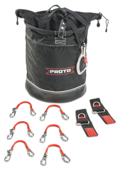 Proto® Tethering D-Ring Lift Bucket (300 lbs Weight Capacity) with D-Ring Wrist Strap System (2) JWS-DR and (6) JLANWR6LB - A1 Tooling