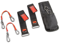 Proto® Tethering D-Ring Pouch Set with Two Pockets, Retractable Lanyard, and D-Ring Wrist Strap System with (2) JWS-DR and (2) JLANWR6LB - A1 Tooling