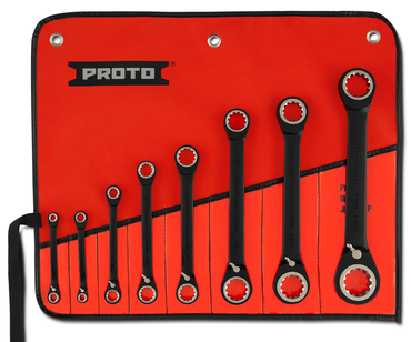 Proto® 8 Piece Black Chrome Double Box Reversible Ratcheting Wrench Set - Spline - A1 Tooling