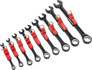 Proto® Tether-Ready 9 Piece Black Chrome Non-Reversible Combination Ratcheting Wrench Set - Spline - A1 Tooling