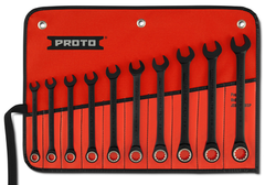 Proto® 10 Piece Black Chrome Metric Non-Reversible Combination Ratcheting Wrench Set - Spline - A1 Tooling