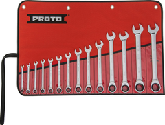 Proto® 14 Piece Full Polish Combination Non-Reversible Ratcheting Wrench Set - 12 Point - A1 Tooling