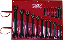 Proto® 20 Piece Black Chrome Reversible Combination Ratcheting Wrench Set - Spline - A1 Tooling