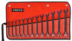 Proto® 13 Piece Black Chrome Reversible Combination Ratcheting Wrench Set - Spline - A1 Tooling