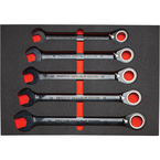 Proto® Foamed 22 Piece Metric Reversible Ratcheting Combination Wrench Set - Black Chrome- Spline - A1 Tooling