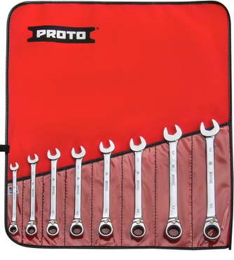 Proto® 8 Piece Full Polish Metric Ratcheting Wrench Set - 12 Point - A1 Tooling