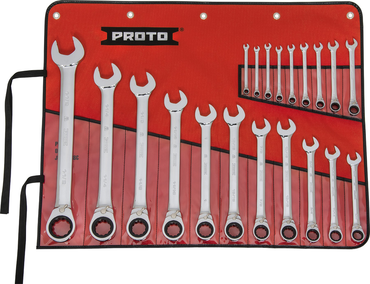 Proto® 20 Piece Full Polish Combination Reversible Ratcheting Wrench Set - 12 Point - A1 Tooling