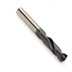 9.6 mm Dia. × 10 mm Shank × 47 mm Flute Length × 89 mm OAL, 140°, TiAlN, Coolant Thru, DIN 6535 HA | DIN 6537 K, Round Solid Carbide Drill - Exact Industrial Supply