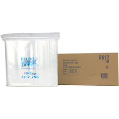 6″ × 12″ 2-MIL Clear Reloc Zippit Zipper Bags, Sold per Case of 1000 (10 boxes of 100 per case)