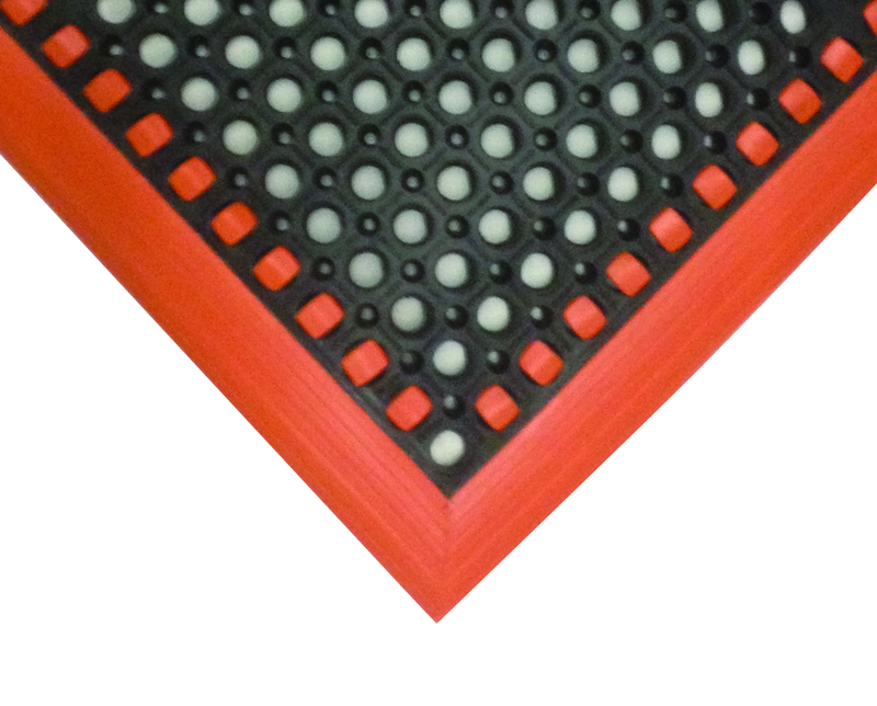 40" x 124" x 7/8" Thick Safety Wet / Dry Mat - Black / Orange - A1 Tooling