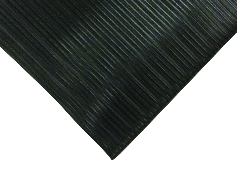 3' x 60' x 3/8" Thick Soft Comfort Mat - Black Standard Ribbed - A1 Tooling