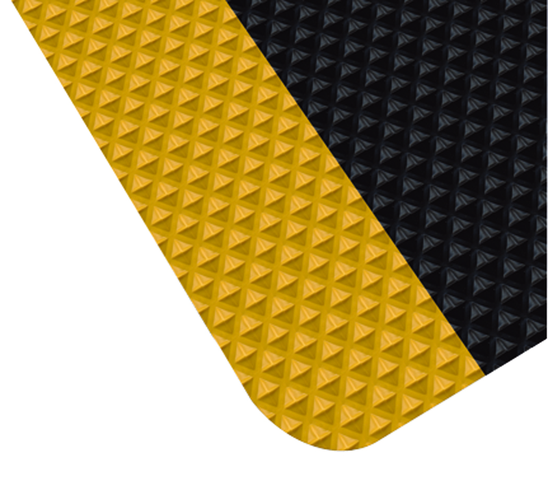 3' x 60' x 11/16" Thick Traction Anti Fatigue Mat - Yellow/Black - A1 Tooling