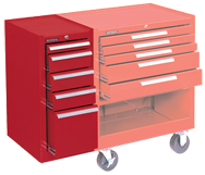 205 Red 5-Drawer Hang-On Cabinet w/ball bearing Drawer slides - For Use With 293, 295 or 297 - A1 Tooling