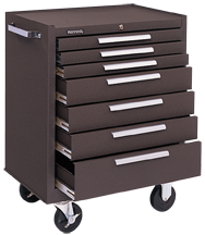 7-Drawer Roller Cabinet w/ball bearing Dwr slides - 35'' x 18'' x 27'' Brown - A1 Tooling