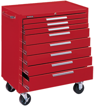 8-Drawer Roller Cabinet w/ball bearing Dwr slides - 40'' x 20'' x 34'' Red - A1 Tooling