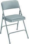 Upholstered Folding Chair - Double Hinges, Double Contoured Back, 2 U-Shaped Riveted Cross Braces, Non-marring Glides; V-Tip Stability Caps; Upholstered 19-mil Vinyl Wrapped Over 1¼" Foam - A1 Tooling