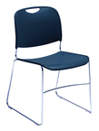 HI-Tech Stack Chair --11 mm Steel Rod Chrome Plated Frame Injection Molded Textured Plastic Non-fading Seat/Back - Navy - A1 Tooling
