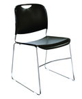 HI-Tech Stack Chair --11 mm Steel Rod Chrome Plated Frame Injection Molded Textured Plastic Non-fading Seat/Back - Black - A1 Tooling