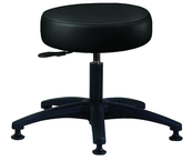 Heavy-Duty NaughaSoft Vinyl Stool - 16 x 4" Round Seat, Backless, Pneumatic Seat Hgt Adj, Standard Glides --Black -- Desk height 16.5"-21.5" - A1 Tooling