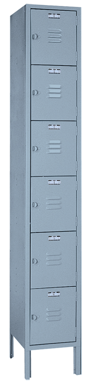 12 x 18 x 72'' (6 Openings) - 1 Wide 6 Tier Locker - A1 Tooling