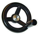 Nylon Handwheels with Handle - 6.3'' Wheel Diameter, 1.38'' Hub Diameter, 3.15'' Handle Length - A1 Tooling