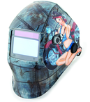 #41295 - Solar Powered Auto Darkening Welding Helment; Motorcycle Pin Up Girl Graphics - A1 Tooling