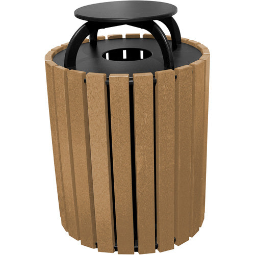 Trash Receptical Poly Rain Cap Round 49 Gal-Cedar - Exact Industrial Supply