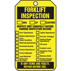 Forklift Tag, Forklift Inspection (Checklist)/Forklift Inspect, 25/Pk, Cardstock - A1 Tooling