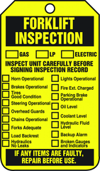 Forklift Tag, Forklift Inspection (Checklist)/Forklift Inspect, 25/Pk, Plastic - A1 Tooling