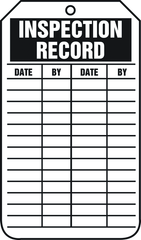 Inspection Record Tag, Inspection Record, 25/Pk, Plastic - A1 Tooling
