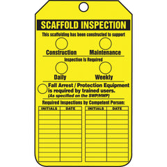 Scaffold Tag, Scaffold Inspection (Checklist)/Key Responsibility, 25/Pk, Cardstock - A1 Tooling