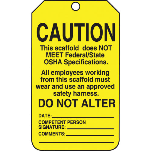 Scaffold Tag, Caution This Scaffold Does Not Meet Federal/Stat, 25/Pk, Cardstock - A1 Tooling